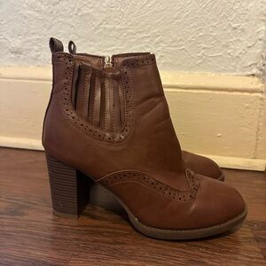 Bella Marie Brown Faux Leather Western Ankle Boots
